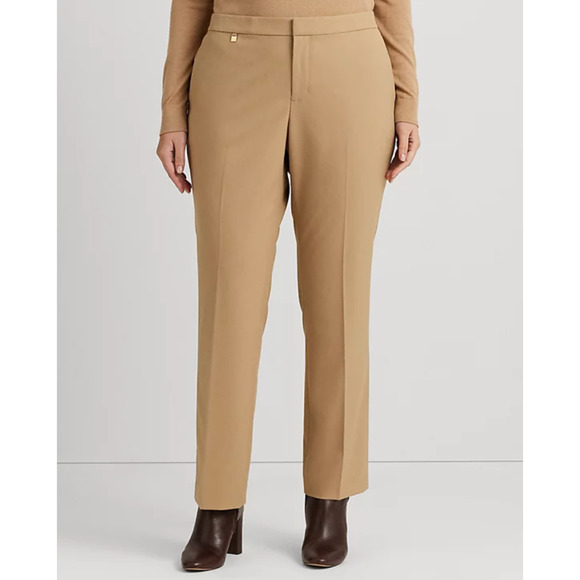 Lauren Ralph Lauren Women Straight Leg Pants Camel Plus Size 14W